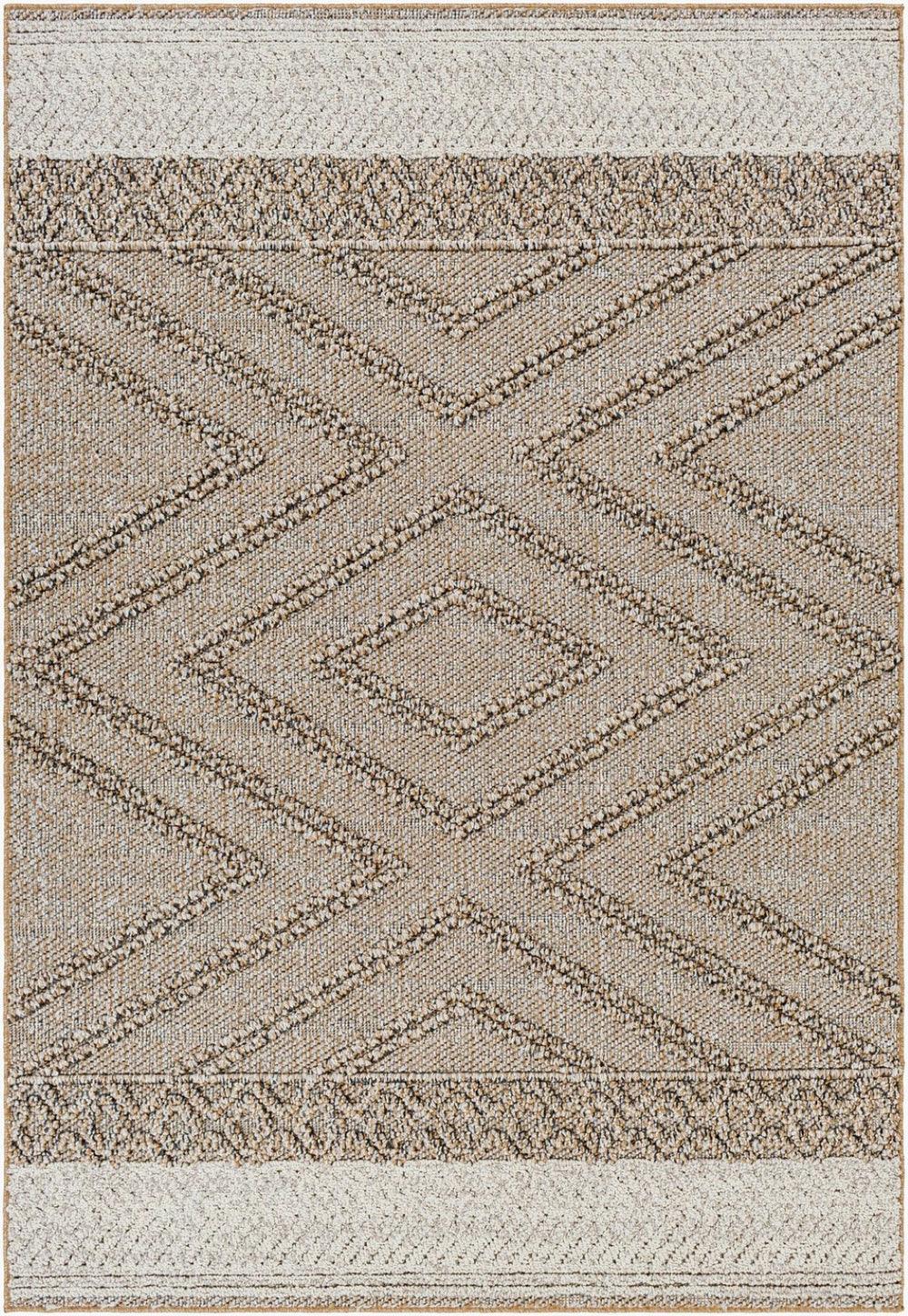 Livabliss Sarasota Scandinavian Geometric Polypropylene Rug for Entryways Patios and Modern Interiors Taupe, Mustard 7'7" x 10' SSO2300-71010