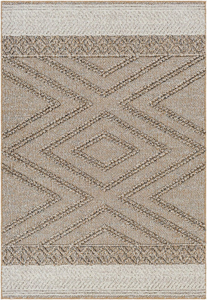 Livabliss Sarasota Scandinavian Geometric Polypropylene Rug for Entryways Patios and Modern Interiors Taupe, Mustard 7'7" x 10' SSO2300-71010