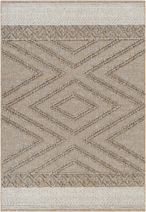 Livabliss Sarasota Scandinavian Geometric Polypropylene Rug for Entryways Patios and Modern Interiors Taupe, Mustard 7'7" x 10' SSO2300-71010