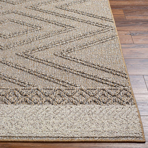 Livabliss Sarasota Scandinavian Geometric Polypropylene Rug for Entryways Patios and Modern Interiors Taupe, Mustard 7'7" x 10' SSO2300-71010