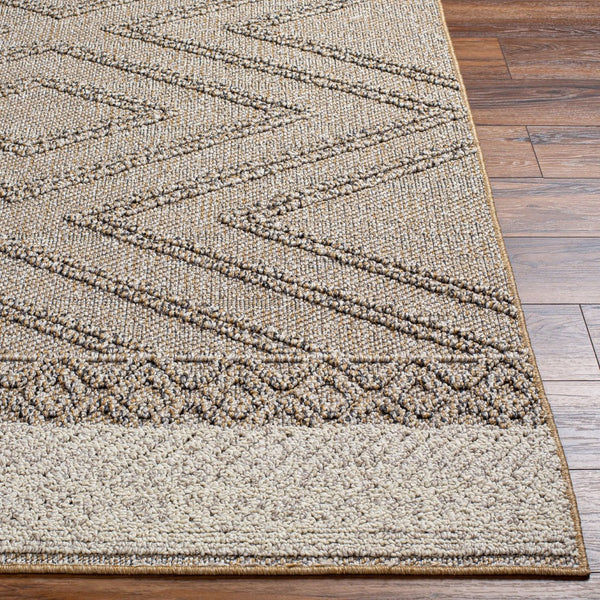 Livabliss Sarasota Scandinavian Geometric Polypropylene Rug for Entryways Patios and Modern Interiors Taupe, Mustard 7'7" x 10' SSO2300-71010