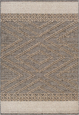 Livabliss Sarasota Machine Woven Polypropylene Rug Scandinavian Modern Geometric Indoor Outdoor Black, Taupe 2'1" x 3'9" SSO2301-2339