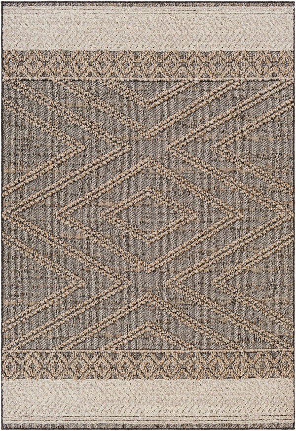 Livabliss Sarasota Machine Woven Polypropylene Rug Scandinavian Modern Geometric Indoor Outdoor Black, Taupe 2'1" x 3'9" SSO2301-2339