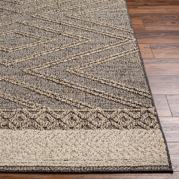 Livabliss Sarasota Machine Woven Polypropylene Rug Scandinavian Modern Geometric Indoor Outdoor Black, Taupe 2'1" x 3'9" SSO2301-2339