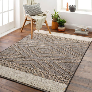 Livabliss Sarasota Machine Woven Polypropylene Rug Scandinavian Modern Geometric Indoor Outdoor Black, Taupe 2'1" x 3'9" SSO2301-2339