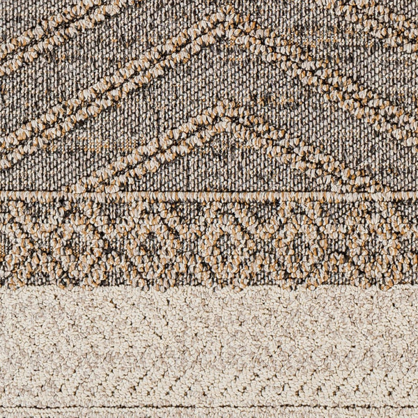 Livabliss Sarasota Machine Woven Polypropylene Rug Scandinavian Modern Geometric Indoor Outdoor Black, Taupe 2'1" x 3'9" SSO2301-2339