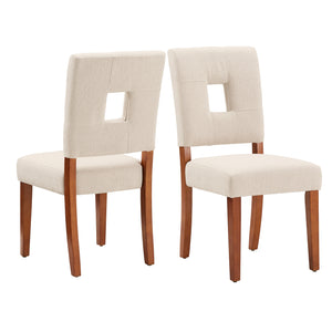 Homelegance By Top-Line Trillian Upholstered Fabric Keyhole Dining Chairs (Set of 2) Beige Rubberwood