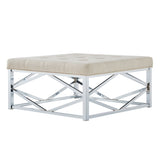 Siobhan Chrome Geometric Base Square Ottoman