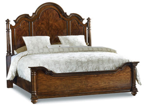 Hooker Furniture Leesburg Timeless Queen Poster Bed In Rich Mahogany Veneer With Distressed Antique-Inspired Charm 91.25 L x 82.25W x 74.25H 5381-90666