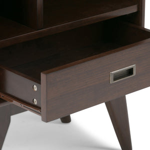 English Elm Draper Mid Century Bookcase & Storage Unit - Solid Rubberwood In Medium Auburn Brown Finish B136P158157