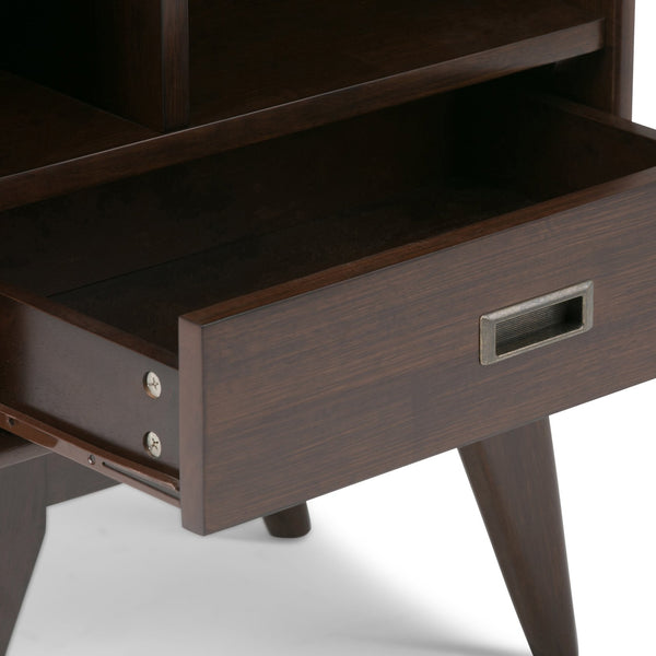 English Elm Draper Mid Century Bookcase & Storage Unit - Solid Rubberwood In Medium Auburn Brown Finish B136P158157