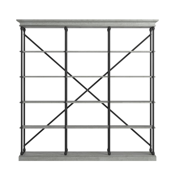 Homelegance By Top-Line Miranda Cornice Triple Shelving Bookcase Grey Wood