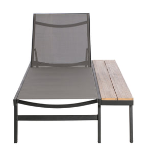 English Elm Christopher Knight Home® - Waterloo Outdoor Chaise Lounge Set Of 2 With Adjustable Recline & Attached Wood Side Table 62756.00BLKMP2