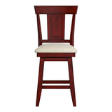 Homelegance By Top-Line Juliette Panel Back Counter Height Wood Swivel Chair Red Rubberwood