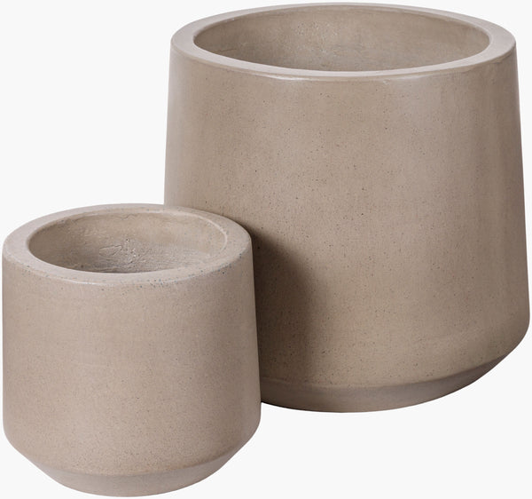 Surya Seastone Decorative Accent Planter - Modern Concrete Design For Stylish Outdoor Spaces, 13"H X 11"W Gray Concrete Sst002-set