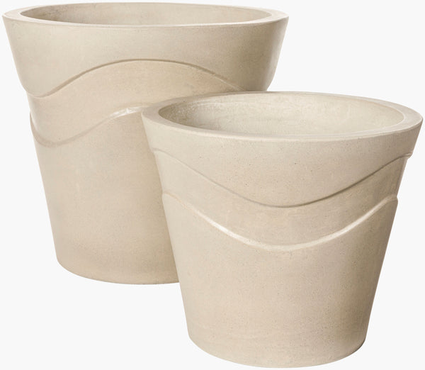 Surya Seastone Decorative Accent Planter - Modern Concrete Design For Stylish Outdoor Spaces, 13"H X 11"W Gray Concrete Sst005-set