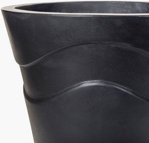 Surya Seastone Decorative Accent Planter - Modern Concrete Design For Stylish Outdoor Spaces, 13"H X 11"W Black Concrete Sst006-set