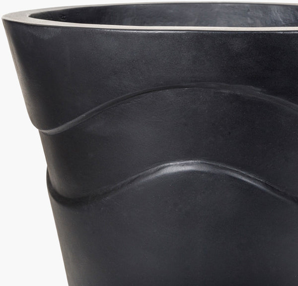 Surya Seastone Decorative Accent Planter - Modern Concrete Design For Stylish Outdoor Spaces, 13"H X 11"W Black Concrete Sst006-set