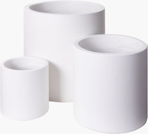 Surya Seastone Decorative Accent Planter - Modern Concrete Design For Stylish Outdoor Spaces, 13"H X 11"W White Concrete Sst009-set