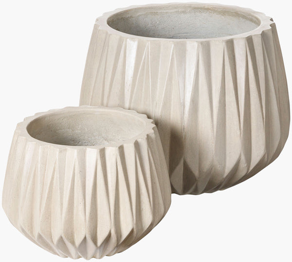 Surya Seastone Decorative Accent Planter - Modern Concrete Design For Stylish Outdoor Spaces, 13"H X 11"W Gray Concrete Sst011-set