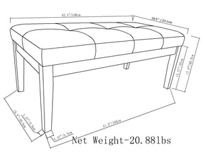 English Elm Lacey Tufted Ottoman Bench In Distressed Saddle Brown - Stylish Storage Solution For Any Room B136P159209