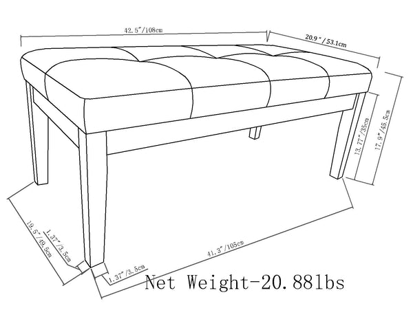 English Elm Lacey Tufted Ottoman Bench - Distressed Dark Blue Vegan Leather For Stylish Home Seating & Decor B136P159208