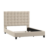 Homelegance By Top-Line Matson Button Tufted Linen Upholstered Bed Beige Linen