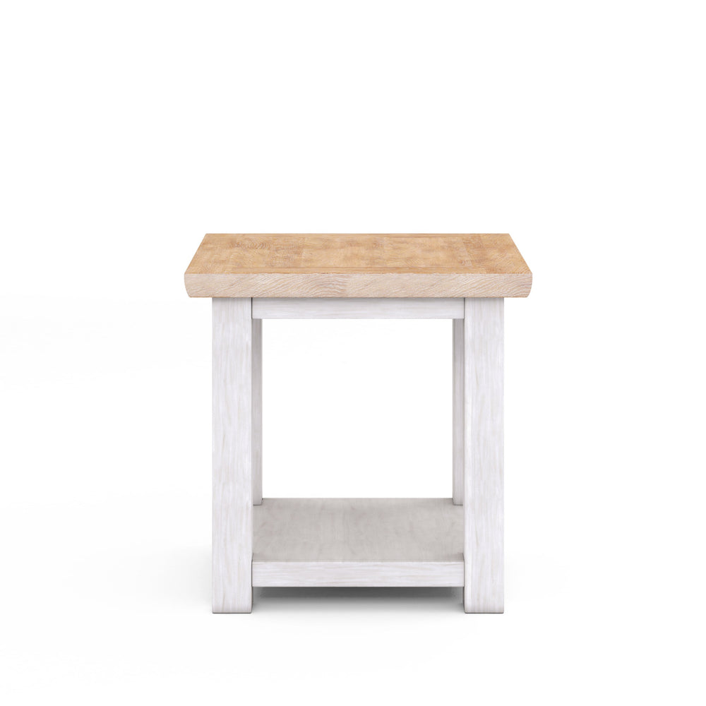A.R.T. Furniture Post Two-tone End Table With Fixed Shelf - Stylish Ash & Pine Build For Modern Farmhouse Décor Light Brown, White Ash And Pine Solid,Plank,Effect Flakey Oak And Pine Veneer 288303-2340