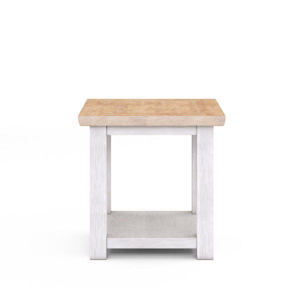 A.R.T. Furniture Post Two-tone End Table With Fixed Shelf - Stylish Ash & Pine Build For Modern Farmhouse Décor Light Brown, White Ash And Pine Solid,Plank,Effect Flakey Oak And Pine Veneer 288303-2340