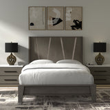 Parker House Pure Modern - Bedroom King Panel Bed With 2 Nightstands Grey Oak Solids ,Oak Veneers Bpur-3pc-1166-n2