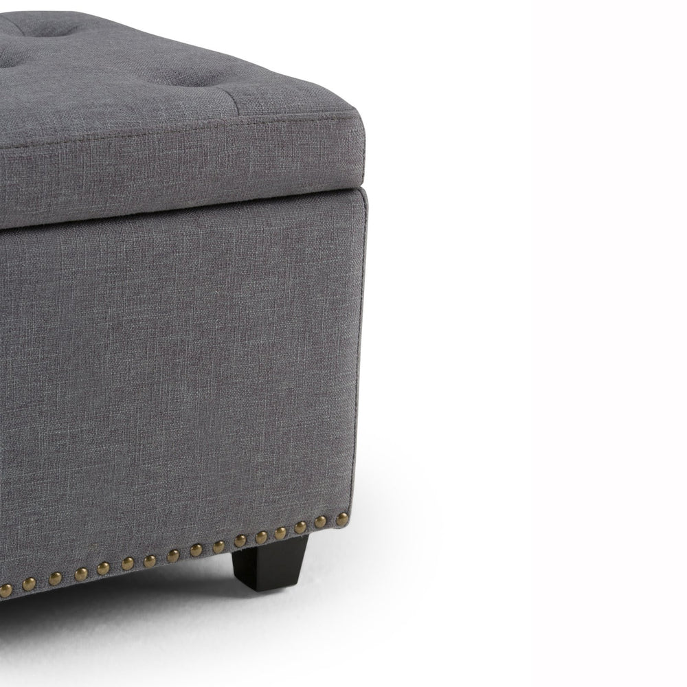 English Elm Hamilton Storage Ottoman - Stylish Slate Grey Seat With Hidden Storage For Any Room, Versatile Design B136P158174