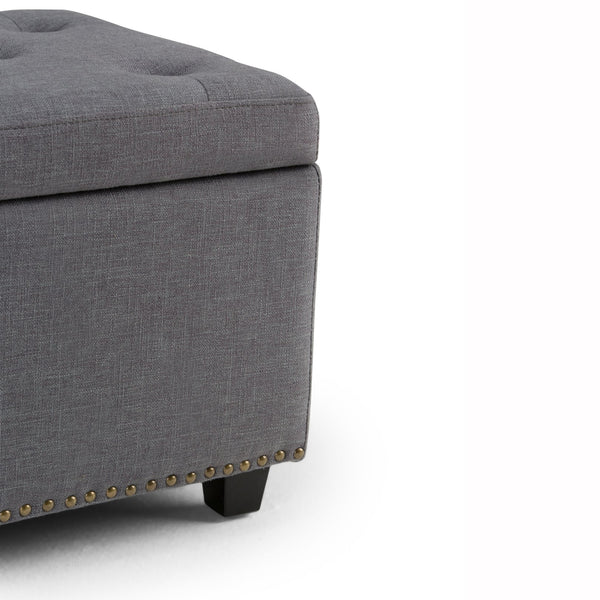 English Elm Hamilton Storage Ottoman - Stylish Slate Grey Seat With Hidden Storage For Any Room, Versatile Design B136P158174