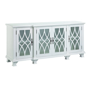 Atlas Anastasia Four-Door Credenza - Elegant Snow White Storage with Glass Fretwork for Stylish Homes ST11001-01