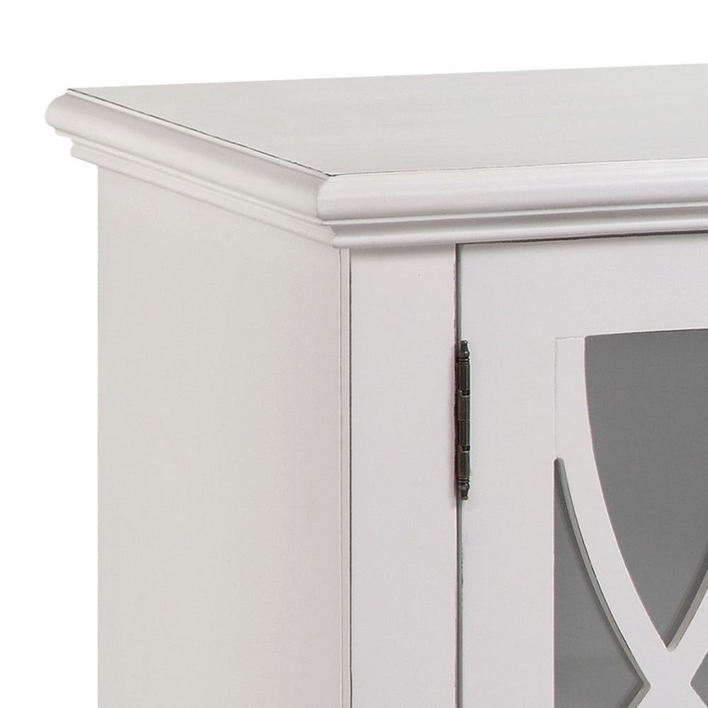 Atlas Anastasia Four-Door Credenza - Elegant Snow White Storage with Glass Fretwork for Stylish Homes ST11001-01