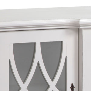 Atlas Anastasia Four-Door Credenza - Elegant Snow White Storage with Glass Fretwork for Stylish Homes ST11001-01