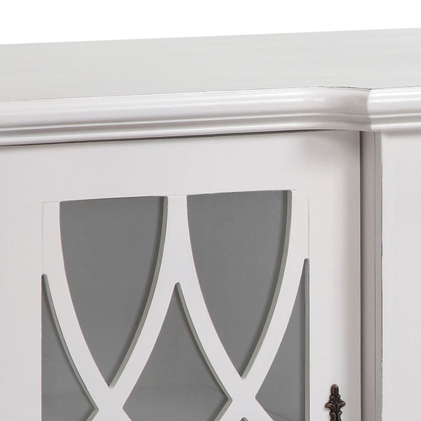 Atlas Anastasia Four-Door Credenza - Elegant Snow White Storage with Glass Fretwork for Stylish Homes ST11001-01