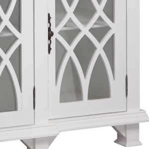 Atlas Anastasia Four-Door Credenza - Elegant Snow White Storage with Glass Fretwork for Stylish Homes ST11001-01