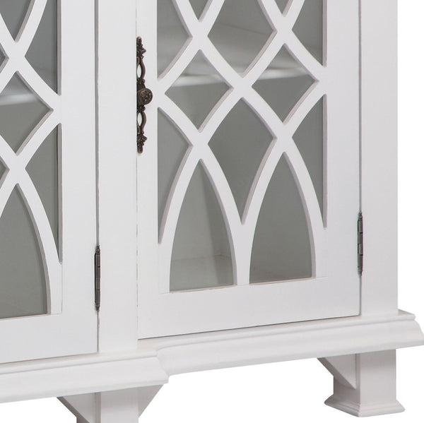 Atlas Anastasia Four-Door Credenza - Elegant Snow White Storage with Glass Fretwork for Stylish Homes ST11001-01