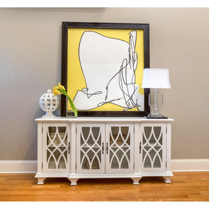Atlas Anastasia Four-Door Credenza - Elegant Snow White Storage with Glass Fretwork for Stylish Homes ST11001-01