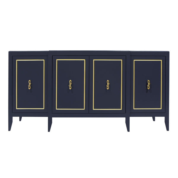 Atlas Annapolis Credenza – Chic Navy Storage Solution with Gold Accents for Stylish Home Organization Needs ST11002-01