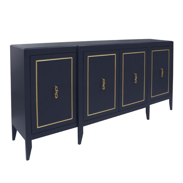 Atlas Annapolis Credenza – Chic Navy Storage Solution with Gold Accents for Stylish Home Organization Needs ST11002-01