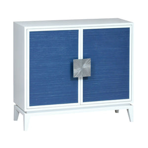 Atlas Asanso Cabinet - Handcrafted Modern Coastal Storage with Light Blue Rattan Doors and Sunburst Handles ST11003-01