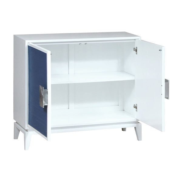 Atlas Asanso Cabinet - Handcrafted Modern Coastal Storage with Light Blue Rattan Doors and Sunburst Handles ST11003-01