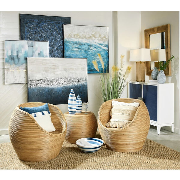 Atlas Asanso Cabinet - Handcrafted Modern Coastal Storage with Light Blue Rattan Doors and Sunburst Handles ST11003-01