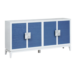 Atlas Asanso Credenza - Modern 4-Door Storage Solution with Woven Rattan and Sunburst Handles for Style ST11004-01