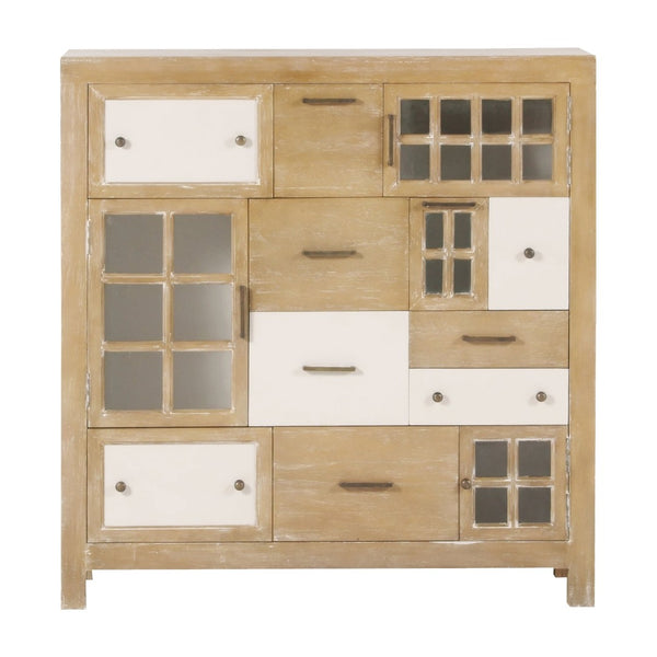 Atlas Astrid Cabinet - Rustic Coastal Charm with Glass Doors, Versatile Storage & Antique White Finish ST11005-01