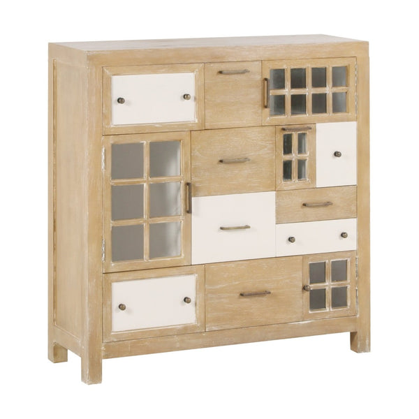 Atlas Astrid Cabinet - Rustic Coastal Charm with Glass Doors, Versatile Storage & Antique White Finish ST11005-01