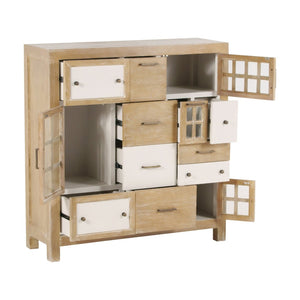 Atlas Astrid Cabinet - Rustic Coastal Charm with Glass Doors, Versatile Storage & Antique White Finish ST11005-01