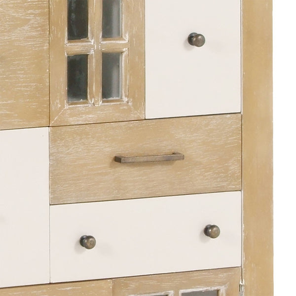 Atlas Astrid Cabinet - Rustic Coastal Charm with Glass Doors, Versatile Storage & Antique White Finish ST11005-01