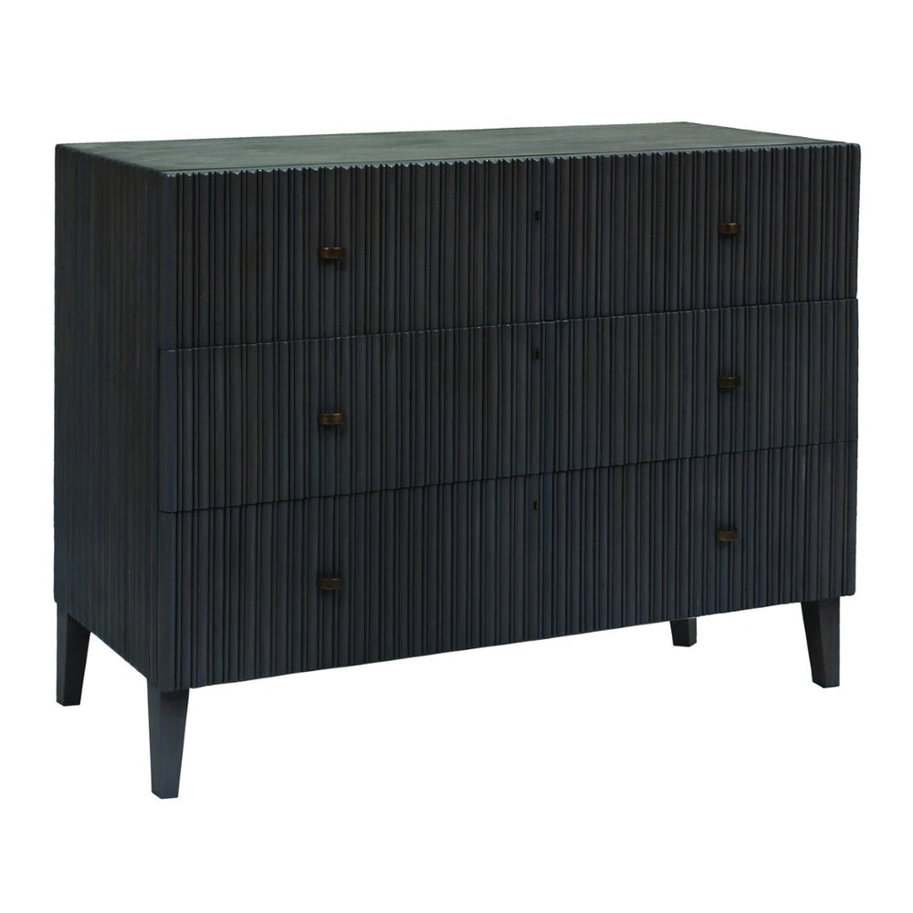 Atlas Bolt 3-Drawer Chest - Handcrafted Solid Wood Storage with Ribbed Design for Modern Farmhouse Style ST11009-01